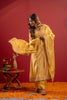 Yellow Floral Thread Embroidered Silk Cotton Palazzo Suit with Dupatta