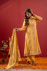 Yellow Floral Thread Embroidered Silk Cotton Palazzo Suit with Dupatta