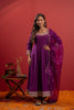 Purple Embroidered Silk Anarkali Suit with Dupatta
