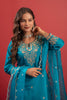Teal Blue Floral Embroidered Silk Palazzo suit and Dupatta