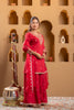 Red Floral Embroidered Silk Cotton Palazzo Suit with Dupatta