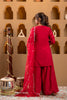Red Floral Embroidered Silk Cotton Palazzo Suit with Dupatta