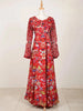 Red Long Kurti Adorned with Floral Printed Design