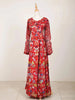 Red Long Kurti Adorned with Floral Printed Design