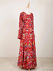 Red Long Kurti Adorned with Floral Printed Design