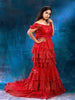 Red Layered with Flowers and Beads Gown