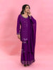 Purple Georgette Sharara Suit with Sequins Embellished Top along with Dupatta - Diadem