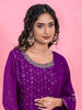 Purple Georgette Sharara Suit with Sequins Embellished Top along with Dupatta - Diadem