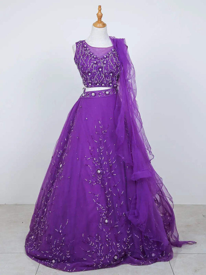 Indigo Net Bridal Lehenga with Sequins Beads - Diadem