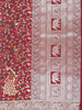 Maroon Semi Banarasi Saree with Floral and Peacock Motif on the Body and Design Border