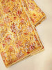 Mustard Yellow Organza Silk Saree Adorned with Floral Prints and Sequins and Design Border