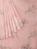 Light Pink Organza Silk Saree with Floral Prints on the body and Thread work Border - Diadem