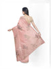 Light Pink Organza Silk Saree with Floral Prints on the body and Thread work Border - Diadem