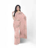 Light Pink Organza Silk Saree with Floral Prints on the body and Thread work Border - Diadem