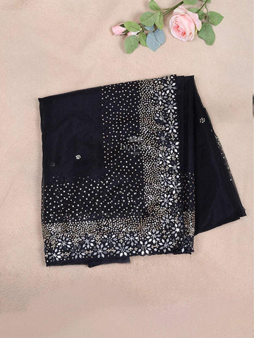 Black Organza Saree Embellished with Sequins on the body and Design Border - Diadem