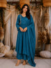 Pale Blue Floral Embroidered Design Cotton Anarkali Salwar Suit