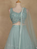 Pale Blue Floral Sequins Embroidered Net Lehenga Set