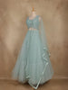 Pale Blue Floral Sequins Embroidered Net Lehenga Set
