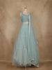 Pale Blue Floral Sequins Embroidered Net Lehenga Set