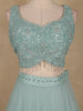 Pale Blue Floral Sequins Embroidered Net Lehenga Set