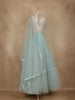 Pale Blue Floral Sequins Embroidered Net Lehenga Set