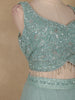 Pale Blue Floral Sequins Embroidered Net Lehenga Set