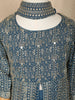 Pale Blue Mirror Embroidered Design Georgette Kids Palazzo Suit
