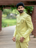 Pale Green Floral Designed Jodhpuri Men's Suit - Diadem