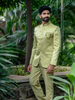 Pale Green Floral Designed Jodhpuri Men's Suit - Diadem