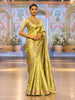 Pale Pistachio Green Floral Vine Zari Woven Design Pure Tissue Banarasi Saree with Motif Designer Border