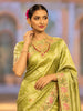 Pale Pistachio Green Floral Vine Zari Woven Design Pure Tissue Banarasi Saree with Motif Designer Border