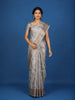 Pale Grey Floral Designed Semi Tissue Saree