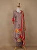 Pale Pink Floral Designed Rayon Salwar Suit - Diadem