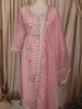 Pale Pink Floral Thread Embroidered Design Net Salwar Suit
