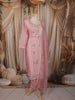Pale Pink Floral Thread Embroidered Design Net Salwar Suit