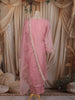 Pale Pink Floral Thread Embroidered Design Net Salwar Suit
