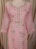 Pale Pink Floral Thread Embroidered Design Net Salwar Suit
