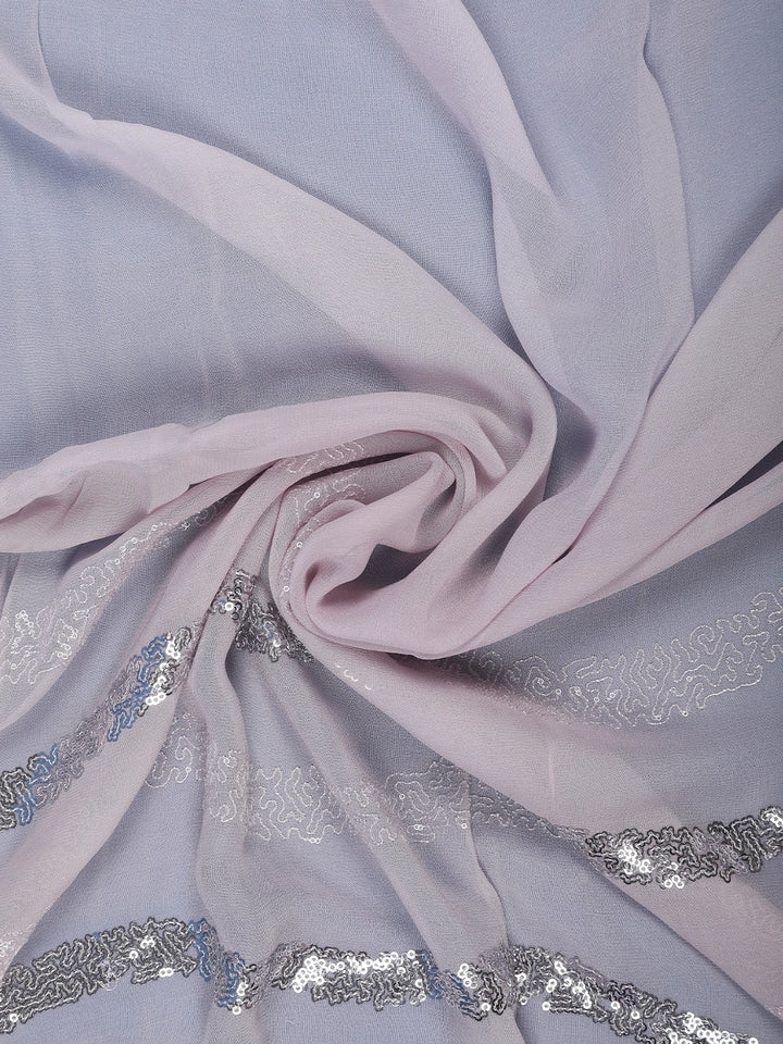 Pale Pink Sequins Embroidered Georgette Saree - Diadem
