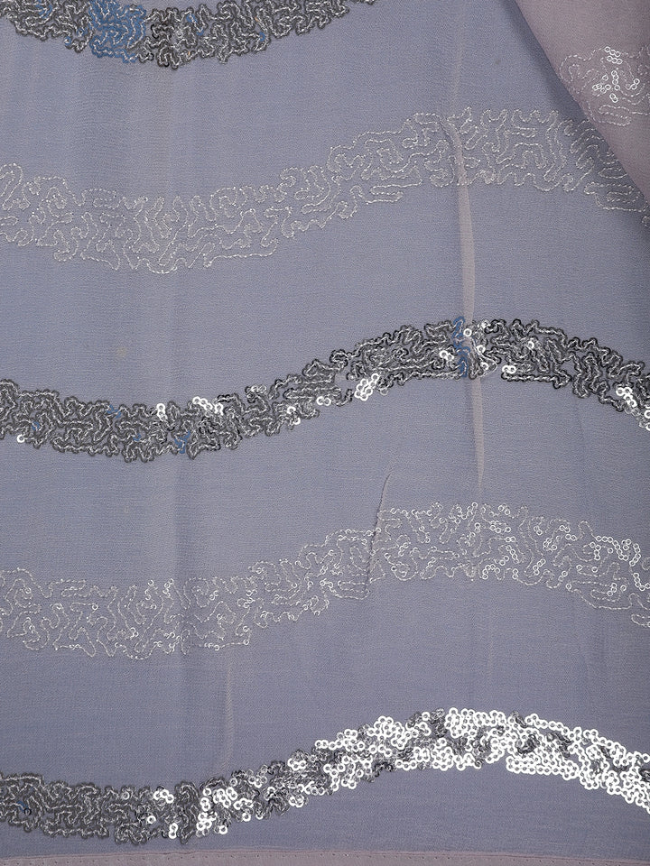 Pale Pink Sequins Embroidered Georgette Saree - Diadem