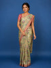 Pale Yellow Floral Designed Chanderi Cotton Saree