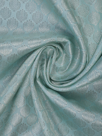Pale Blue Floral Woven Pure Kanchipuram Silk Saree - Diadem