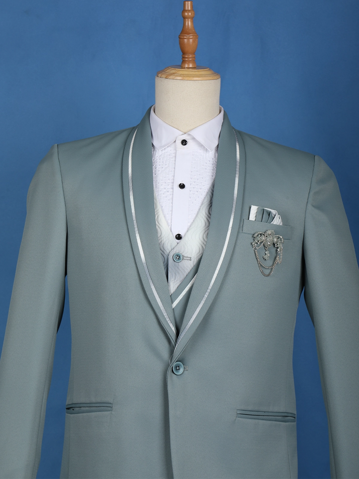 Pale Blue Plain Men's Suit - Diadem