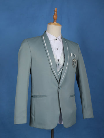 Pale Blue Plain Men's Suit - Diadem