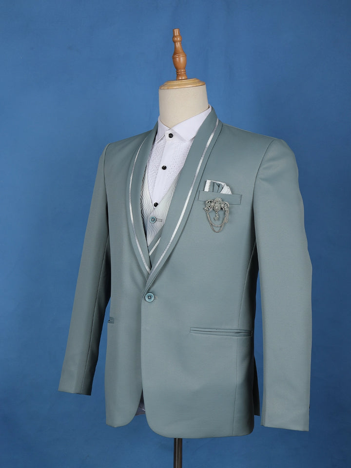 Pale Blue Plain Men's Suit - Diadem