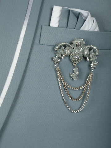 Pale Blue Plain Men's Suit - Diadem