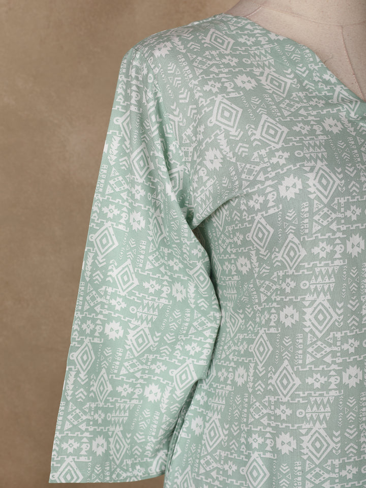 Pale Green Floral Designed Cotton Salwar Suit - Diadem