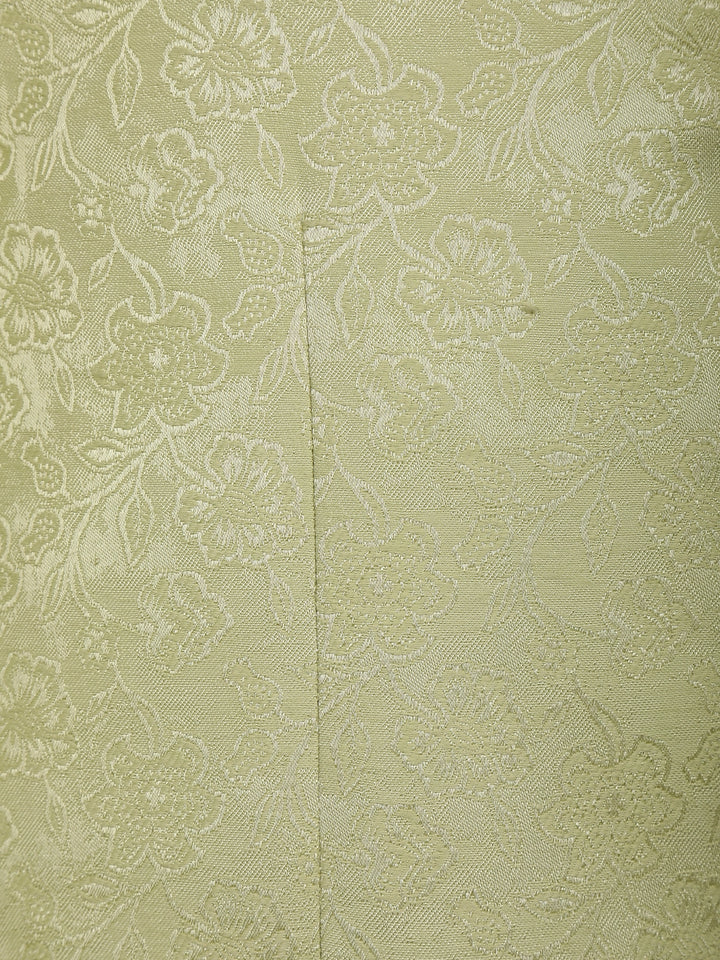 Pale Green Floral Designed Jodhpuri Men's Suit - Diadem