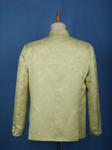 Pale Green Floral Designed Jodhpuri Men's Suit - Diadem
