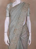 Pale Green Floral Designed Tissue Organza Saree - Diadem
