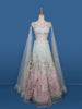 Pale Green Floral Embroidery Bridal Net Lehenga - Diadem